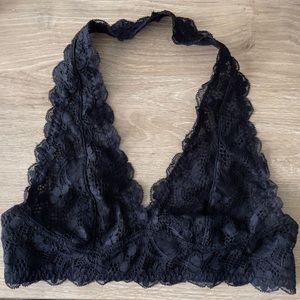 FREE PEOPLE bralette - black lace halter